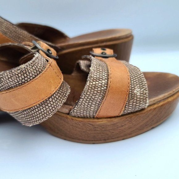 Dansko Jessie Womens Sand Lizard Double Strap Wedge Sandals US 8.5-9 EU 39 - Picture 4 of 15